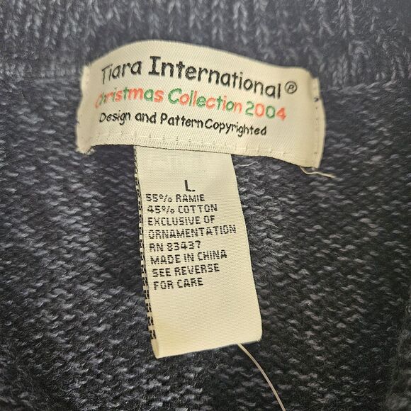 Vtg Christmas Cardigan Festive Knit Sweater Sz L Embroider Patchwork Cottagecore - Picture 4 of 16